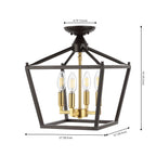 Milton Mini Lantern 4-Light Iron Modern Farmhouse LED Flush Mount, by JONATHAN Y
