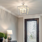 Milton Mini Lantern 4-Light Iron Modern Farmhouse LED Flush Mount, by JONATHAN Y