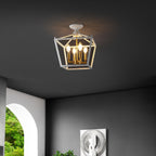 Milton Mini Lantern 4-Light Iron Modern Farmhouse LED Flush Mount, by JONATHAN Y