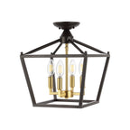 Milton Mini Lantern 4-Light Iron Modern Farmhouse LED Flush Mount, by JONATHAN Y