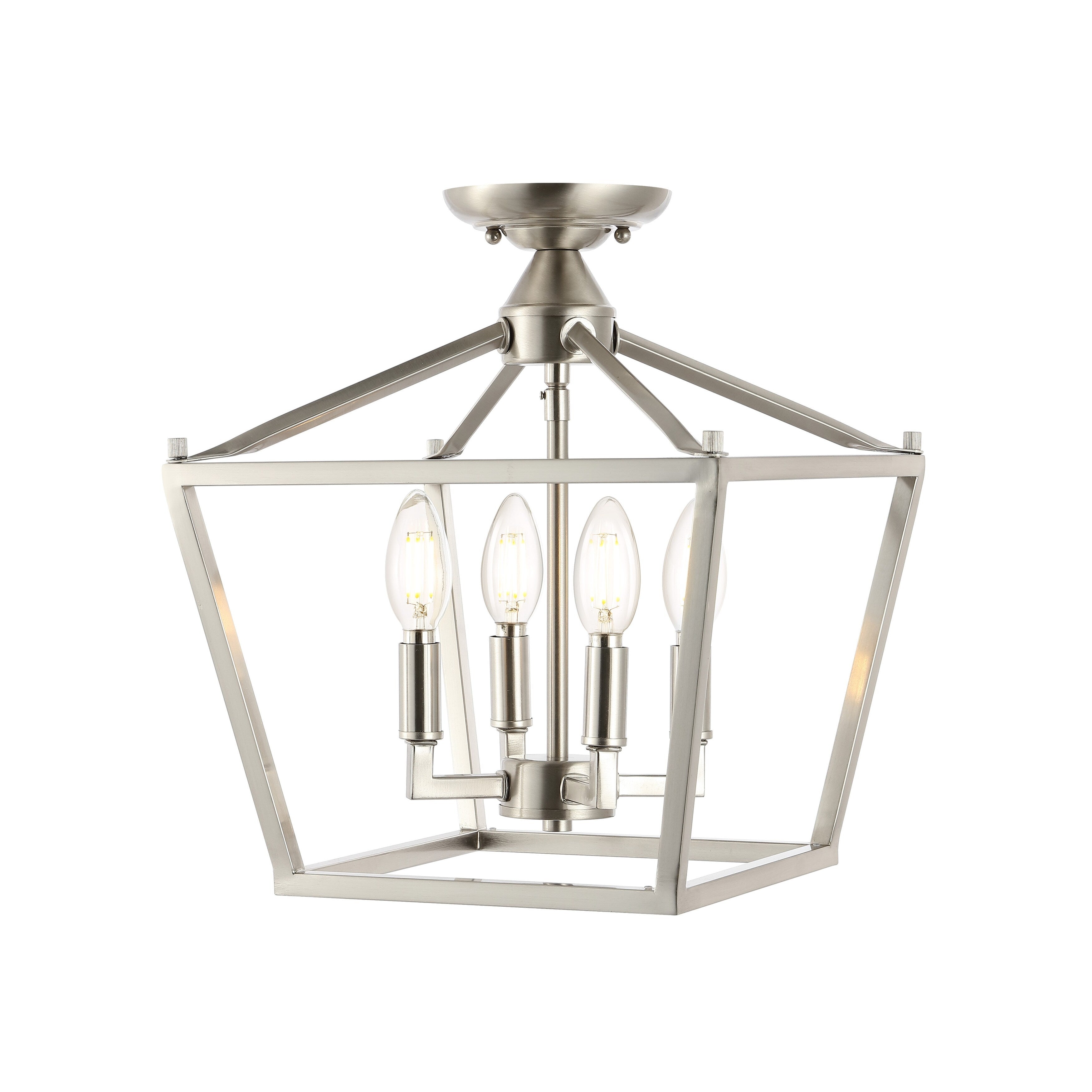 Milton Mini Lantern 4-Light Iron Modern Farmhouse LED Flush Mount, by JONATHAN Y