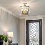 Milton Mini Lantern 4-Light Iron Modern Farmhouse LED Flush Mount, by JONATHAN Y
