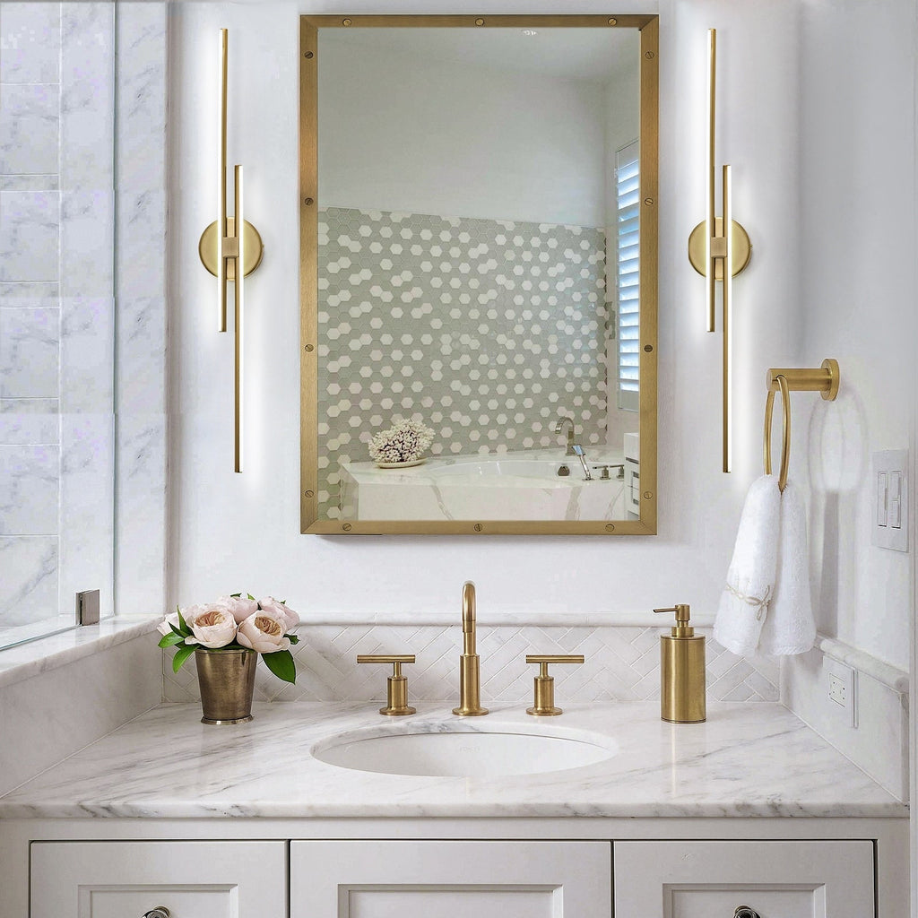 Minimalist 2-Light Dimmable LED Vanity Light Linear Metal Wall Sconce