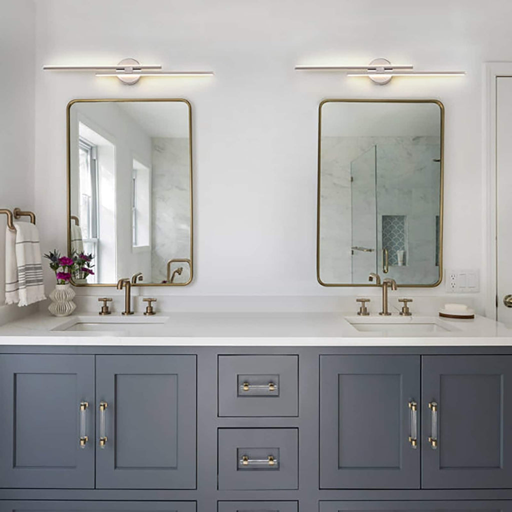 Minimalist 2-Light Dimmable LED Vanity Light Linear Metal Wall Sconce