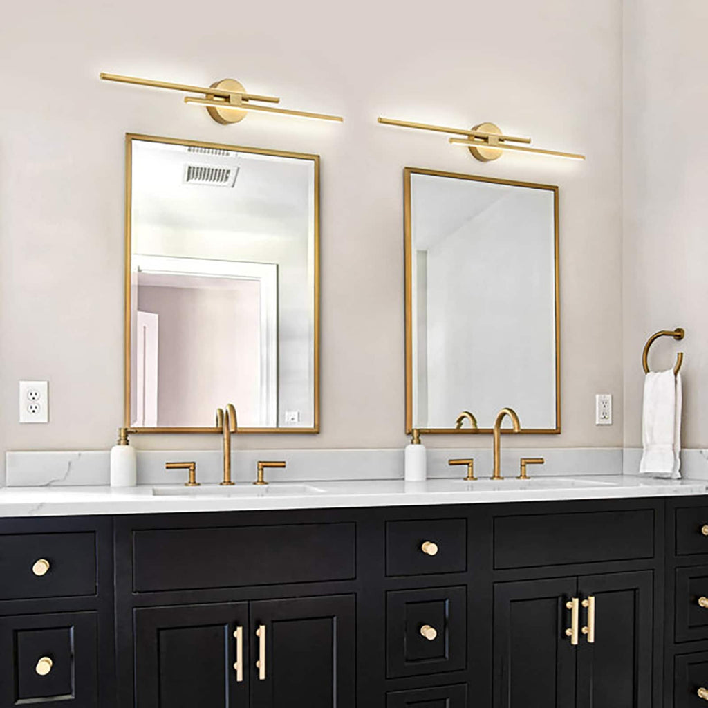 Minimalist 2-Light Dimmable LED Vanity Light Linear Metal Wall Sconce