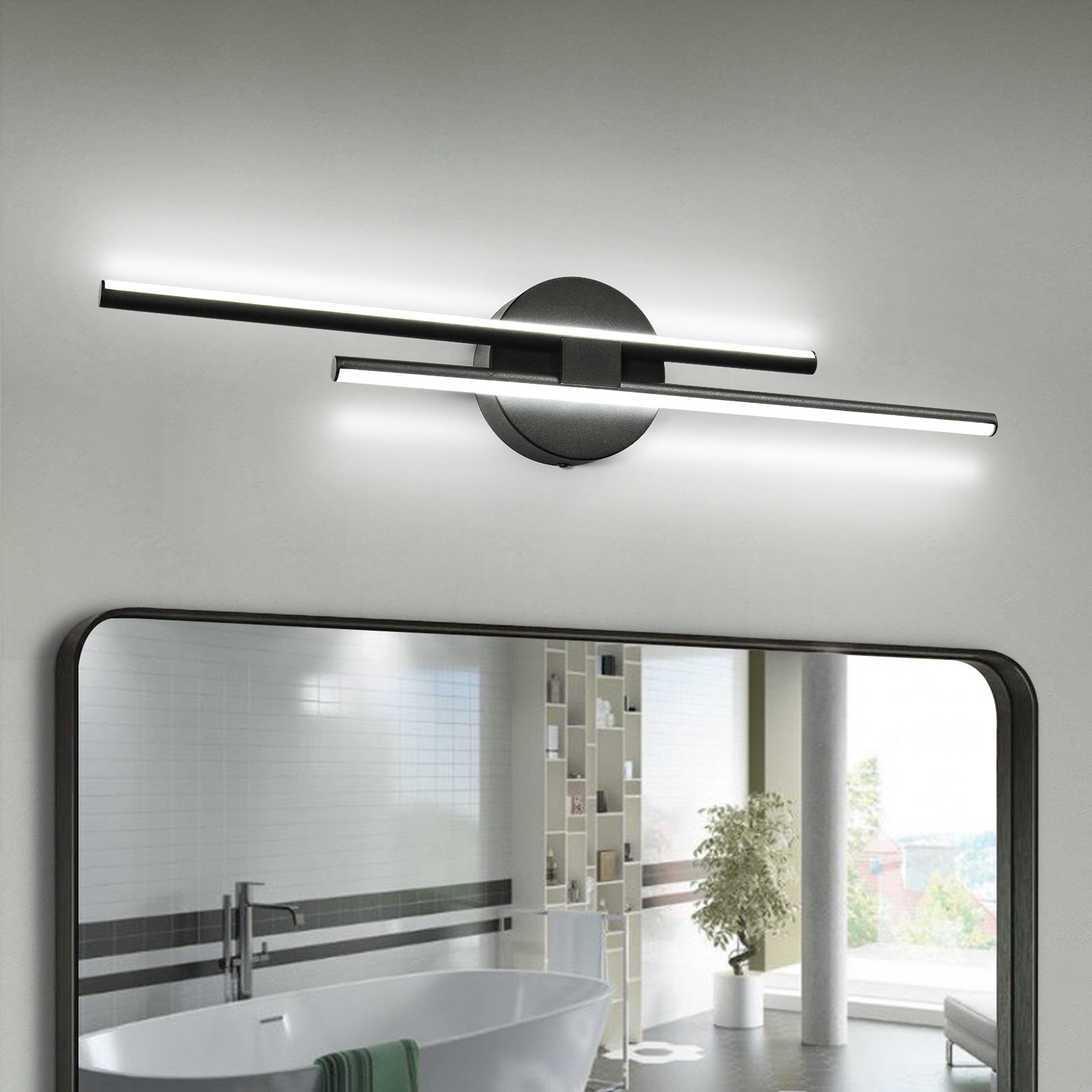 Minimalist 2-Light Dimmable LED Vanity Light Linear Metal Wall Sconce