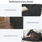 Mixoy Convertible Pull Out Sleeper Sofa Bed with Movable armrest,Folding Mattress Couch,Removable Washable Floor Sofa Bed