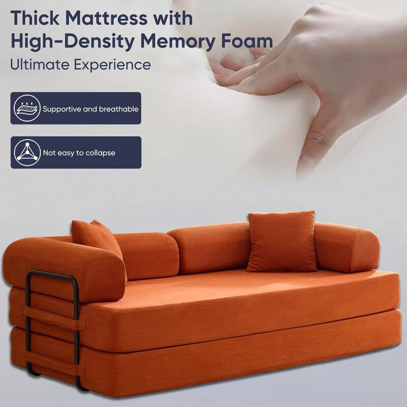 Mixoy Convertible Pull Out Sleeper Sofa Bed with Movable armrest,Folding Mattress Couch,Removable Washable Floor Sofa Bed