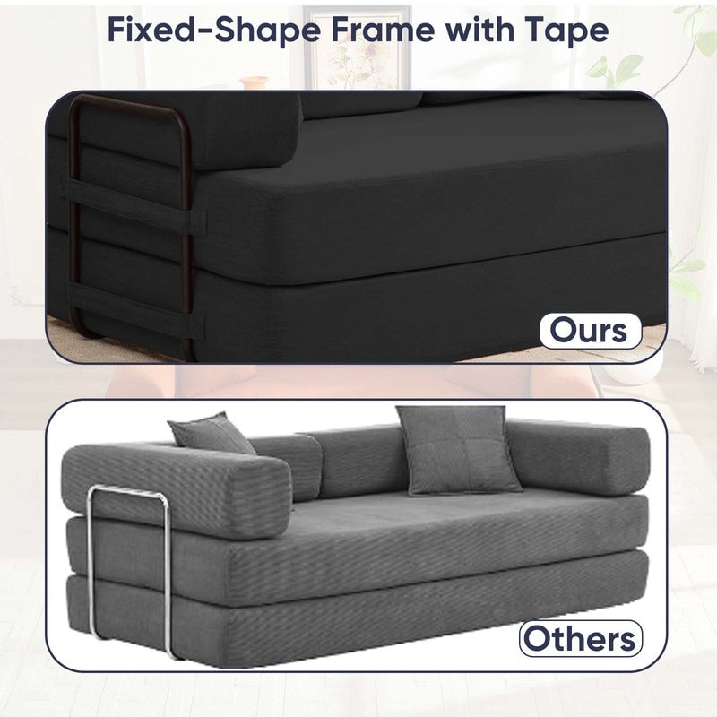 Mixoy Convertible Pull Out Sleeper Sofa Bed with Movable armrest,Folding Mattress Couch,Removable Washable Floor Sofa Bed