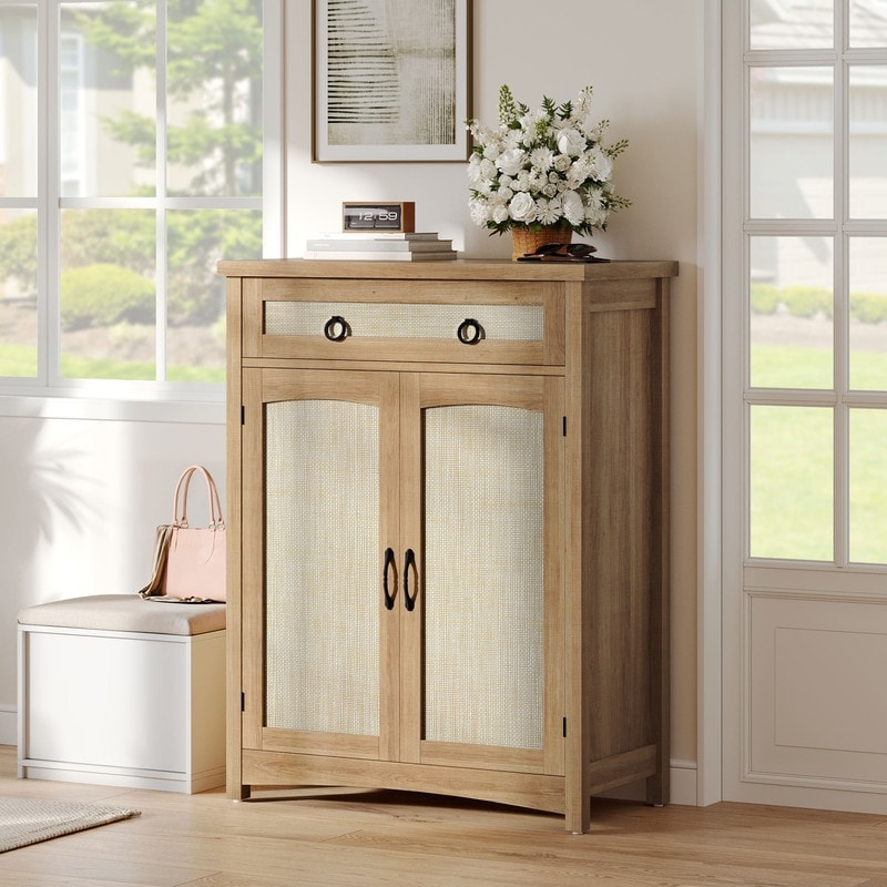 Moasis 5-tier 20 Pair Shoe Storage Cabinet with Double Doors for Entryway