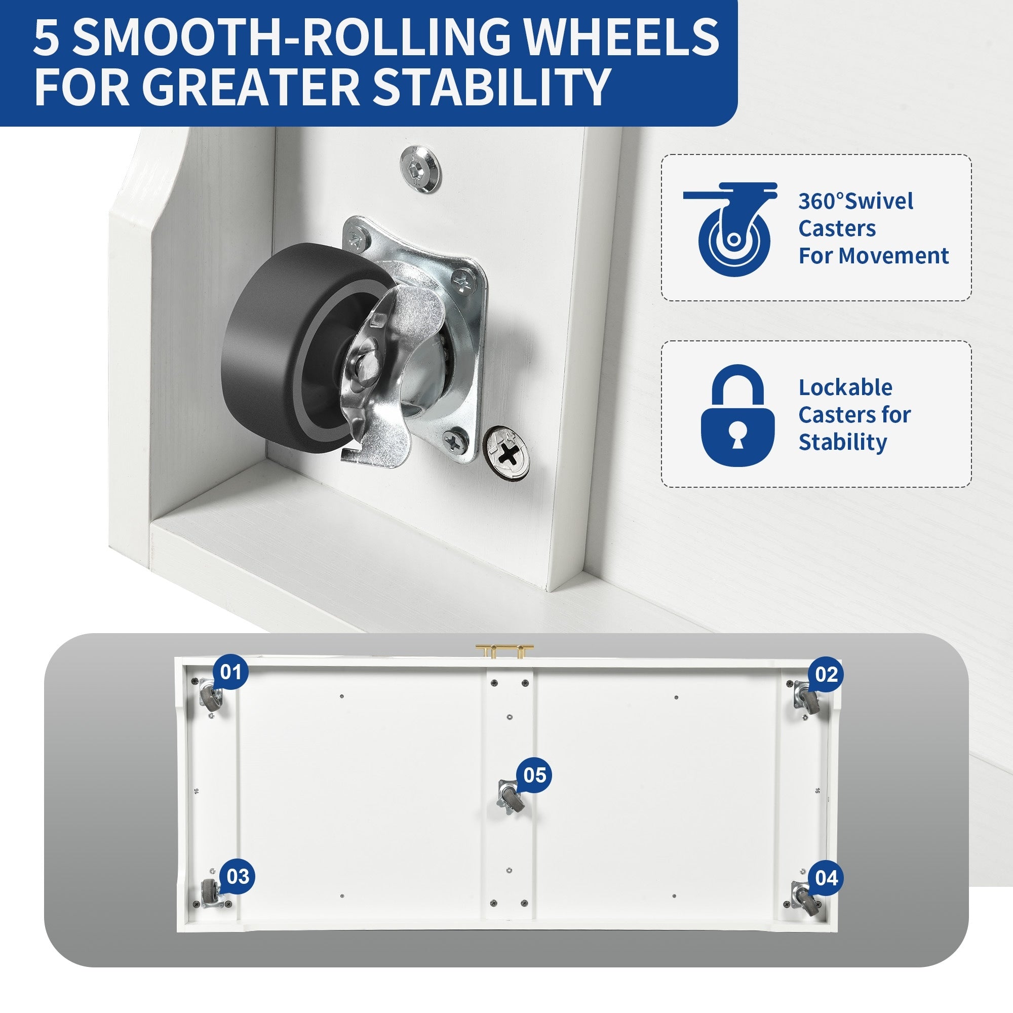 Moasis 53-inch Rolling Kitchen Island Storage Cabinet Portable Mobile Kitchen Cart
