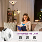 Moasis 71 Traditional Torchiere Floor Lamp with Adjustable Reading Light, Alabaster glass shades - 71H