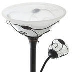 Moasis 71 Traditional Torchiere Floor Lamp with Adjustable Reading Light, Alabaster glass shades - 71H