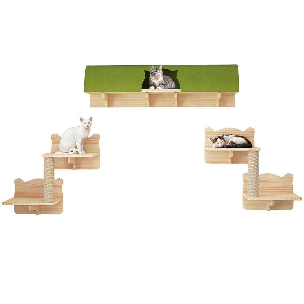 Moasis Cat Wall Shelves Set Wall Mounted Wood Cat Climber Set