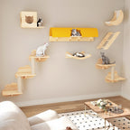 Moasis Cat Wall Shelves Set Wall Mounted Wood Cat Climber Set
