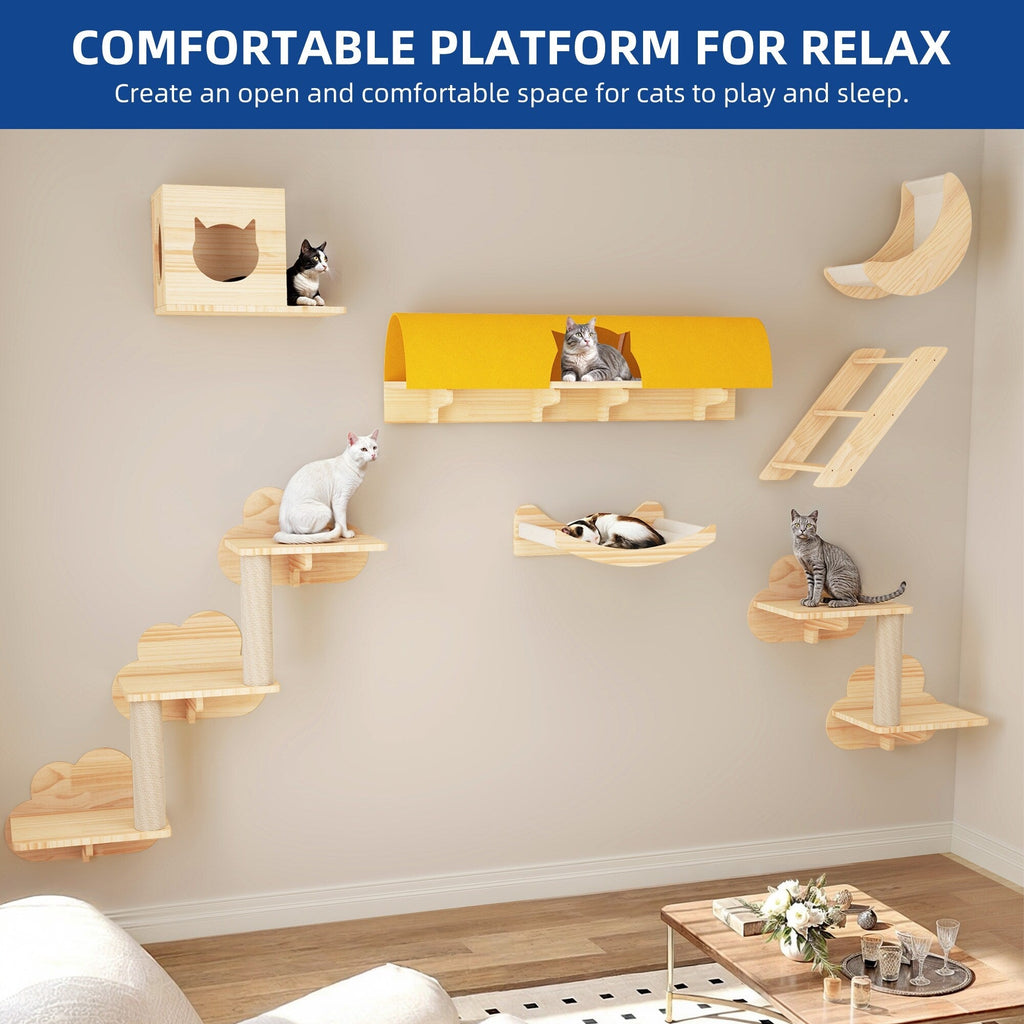Moasis Cat Wall Shelves Set Wall Mounted Wood Cat Climber Set