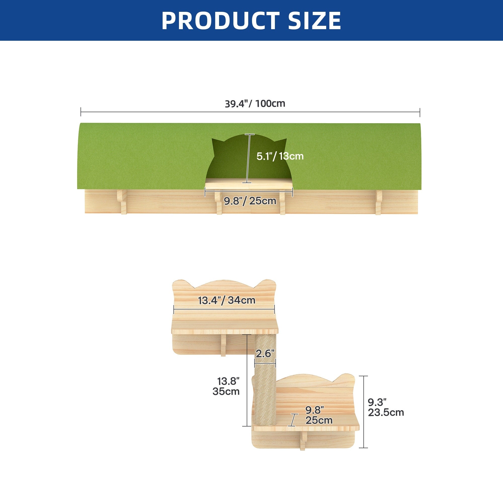 Moasis Cat Wall Shelves Set Wall Mounted Wood Cat Climber Set