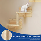Moasis Cat Wall Shelves Set Wall Mounted Wood Cat Climber Set