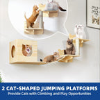 Moasis Cat Wall Shelves Set Wall Mounted Wood Cat Climber Set