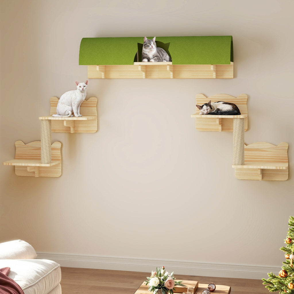 Moasis Cat Wall Shelves Set Wall Mounted Wood Cat Climber Set