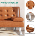 Moasis Faux Leather Futon Sofa Bed Modern Folding Futon Set - 64 L x 30 W x 26 H