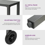 Moasis Patio Metal Counter Table Bar Table with Wheels