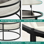 Moasis Round Lift Top Coffee Table with Hidden Storage