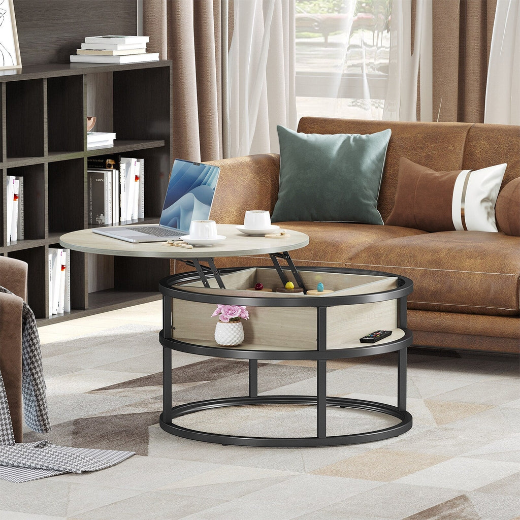 Moasis Round Lift Top Coffee Table with Hidden Storage
