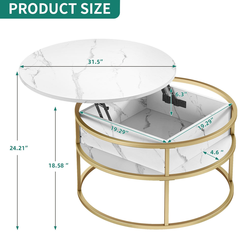Moasis Round Lift Top Coffee Table with Hidden Storage
