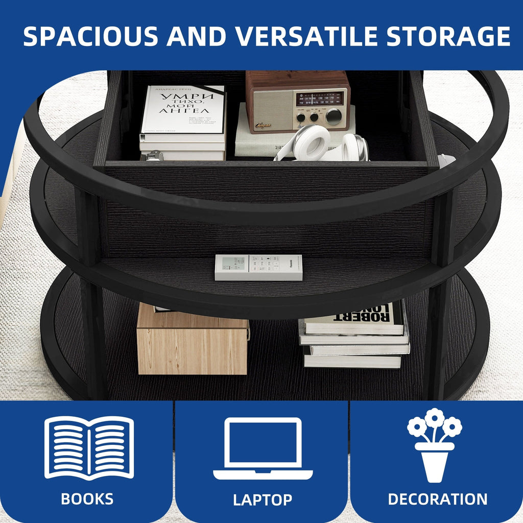 Moasis Round Lift Top Coffee Table with Hidden Storage