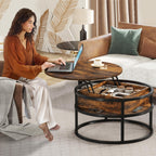 Moasis Round Lift Top Coffee Table with Hidden Storage