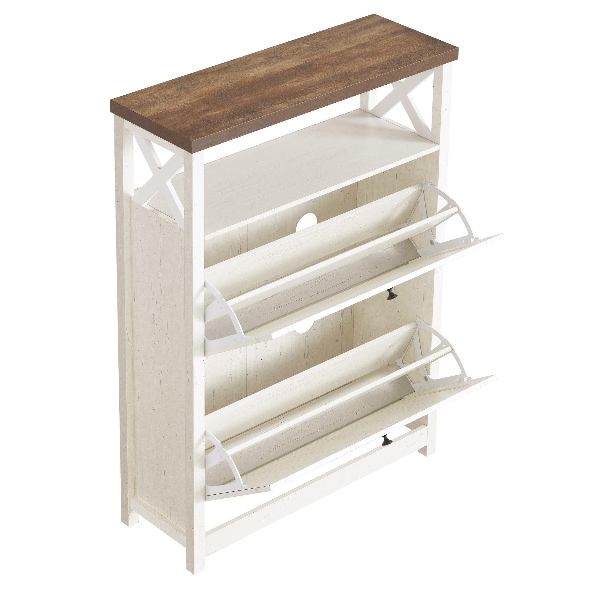 Moasis Shoe Storage Cabinet Organizer with 2 Compartments for Entryway Hallway