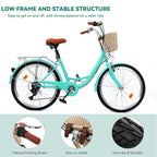 Moasis24/ 26 7-speed Cruiser Bike Adjustable Step Through Bike Commute Bike Bicycle