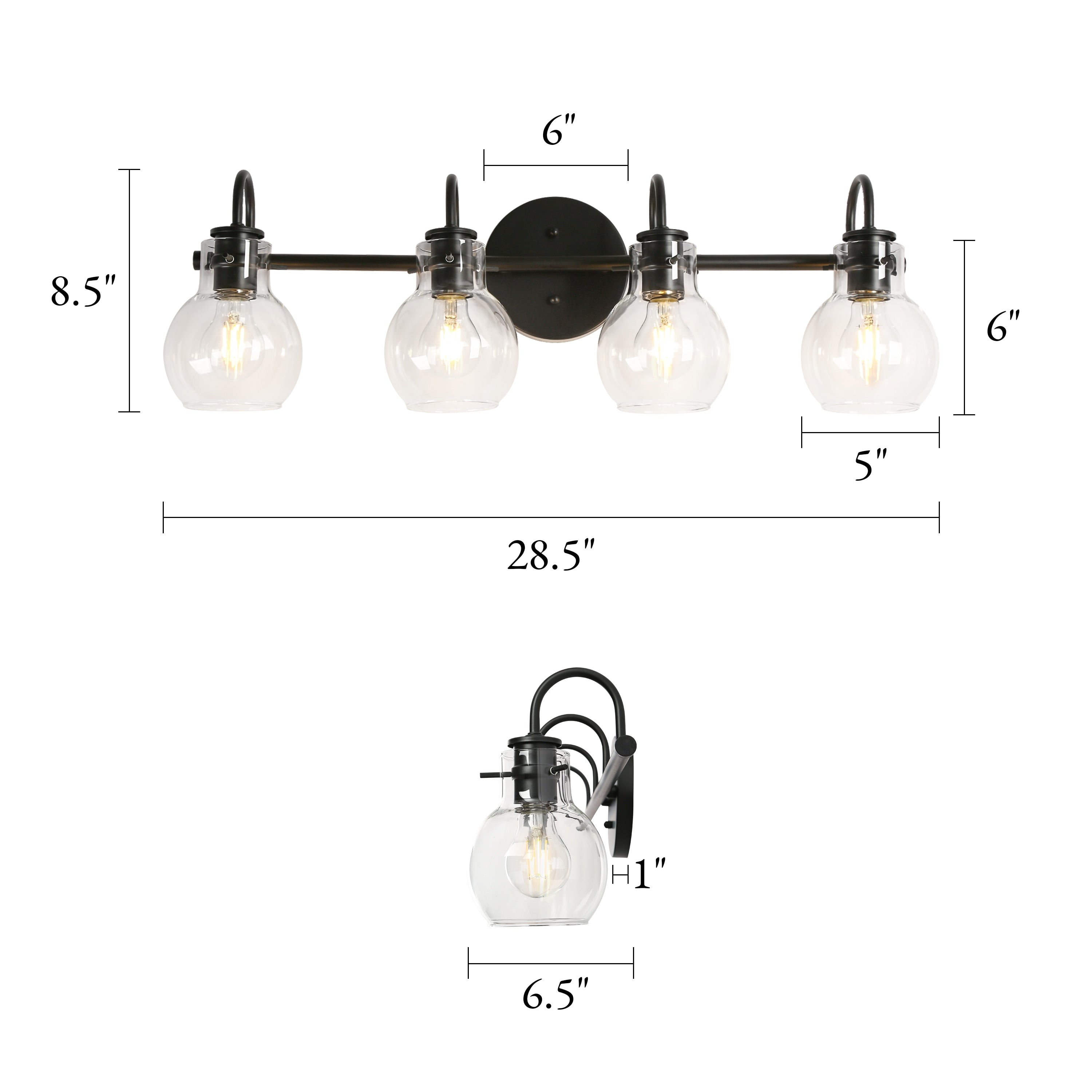 Modern 2/3/4/5-Light Bathroom Vanity Light Globe Glass Wall Sconce Minimalist Design