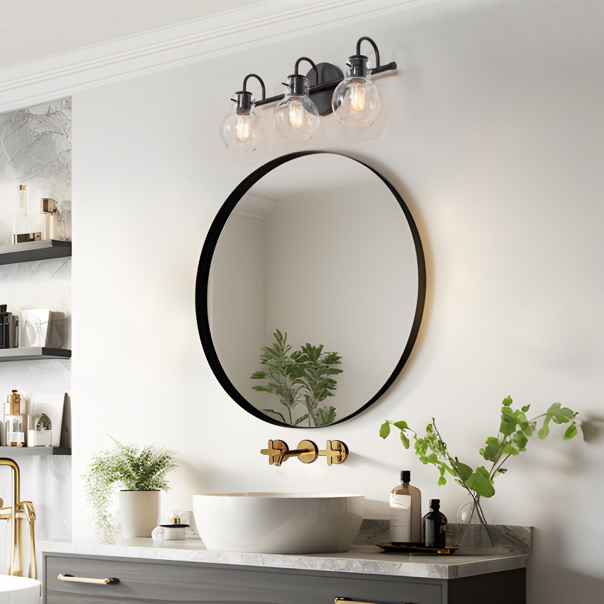 Modern 2/3/4/5-Light Bathroom Vanity Light Globe Glass Wall Sconce Minimalist Design