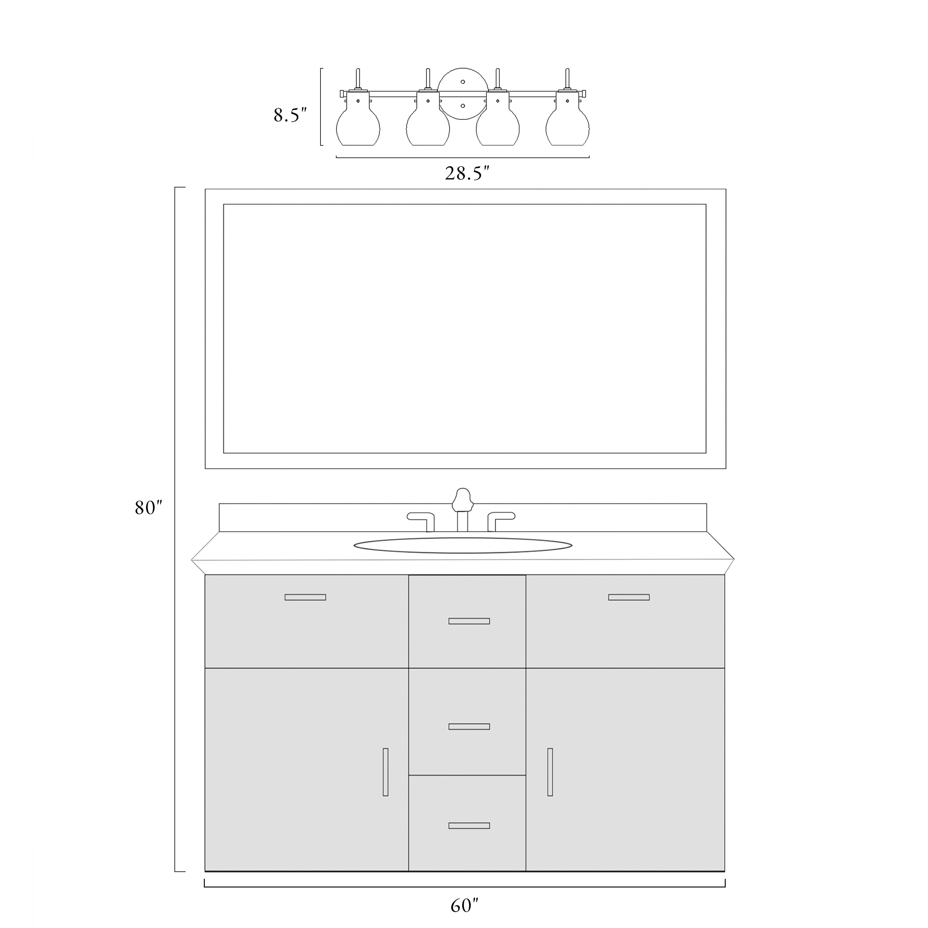 Modern 2/3/4/5-Light Bathroom Vanity Light Globe Glass Wall Sconce Minimalist Design