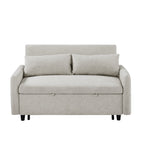 Modern 2 Seat Couch, Microfiber Pull Out Sleep Sofa Bed wih Adjsutable Backrest, Storage Pockets, 2 Soft Pillows, USB Ports