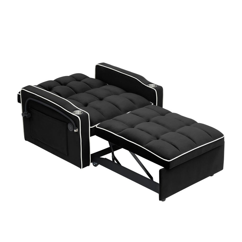 Modern 70.86 3 in 1 Single Convertible Sofa Bed with Adjustable Back and USB Charging Port for Living Room