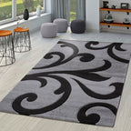 Modern Area Rug Floral Pattern with Contour Cut