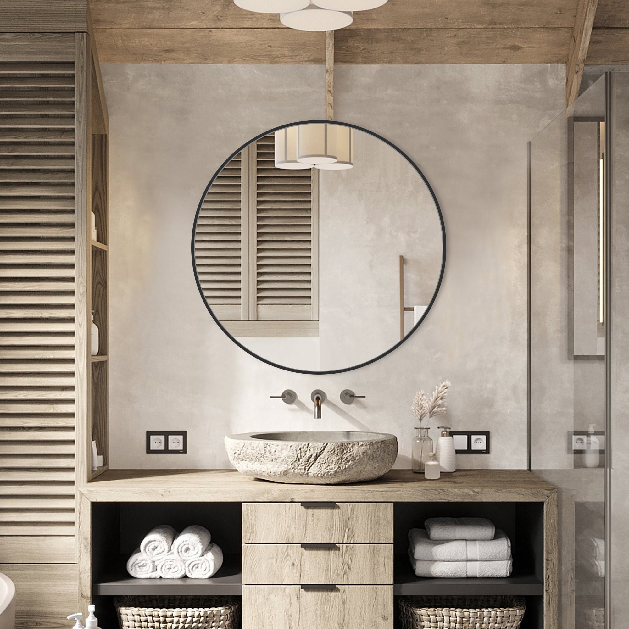 Modern Bathroom Wall Mounted Round Vanity Mirror