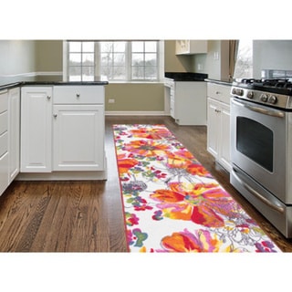 World Rug Gallery Modern Bright Flowers Non-Slip Area Rug Multi
