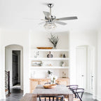 Modern Chrome 52-inch Crystal Chandelier Ceiling Fan with Remote