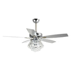 Modern Chrome 52-inch Crystal Chandelier Ceiling Fan with Remote