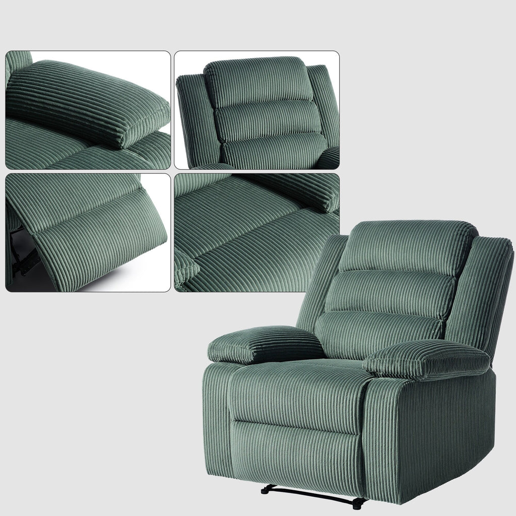 Modern Corduroy Manual Recliner Chair, Lounger Adjustable Recliners with Wide Armrest