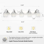 Modern Crystal Bathroom Vanity Lights Dimmable Wall Sconces