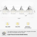 Modern Crystal Bathroom Vanity Lights Dimmable Wall Sconces