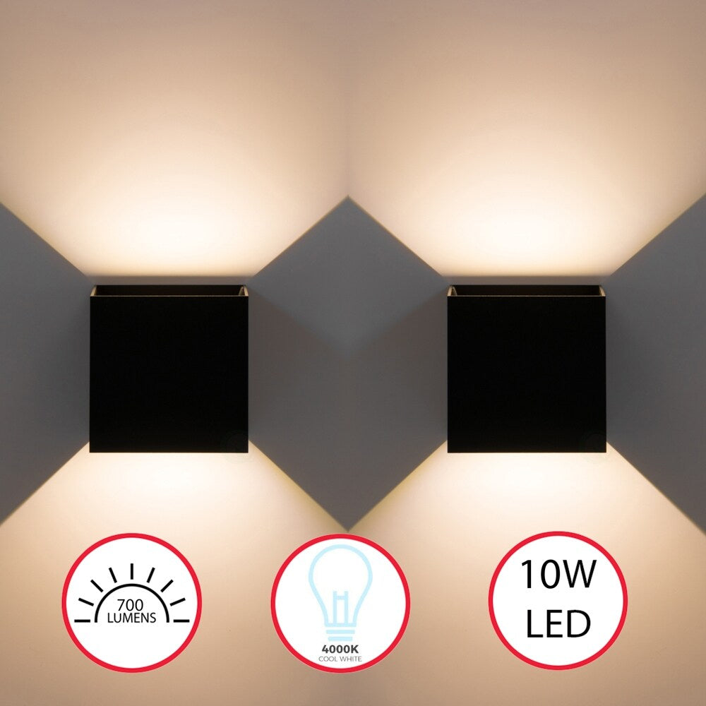 Modern Wall Sconce LED Waterproof Wall Lamp Aluminum with Adjustable Beam 10-Watt 4000K Cool White Indoor Outdoor