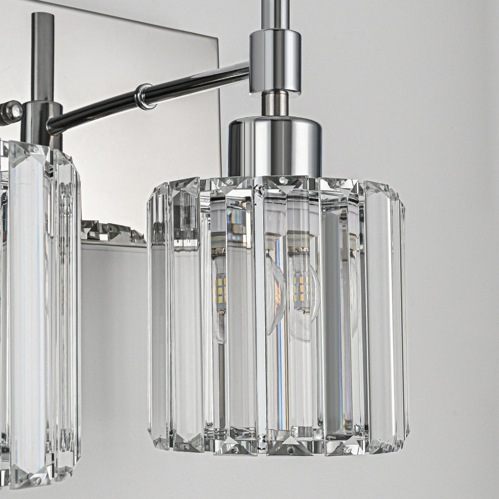 Modern Dimmable Crystal Bathroom Vanity Light Wall Sconces with Crystal Shades