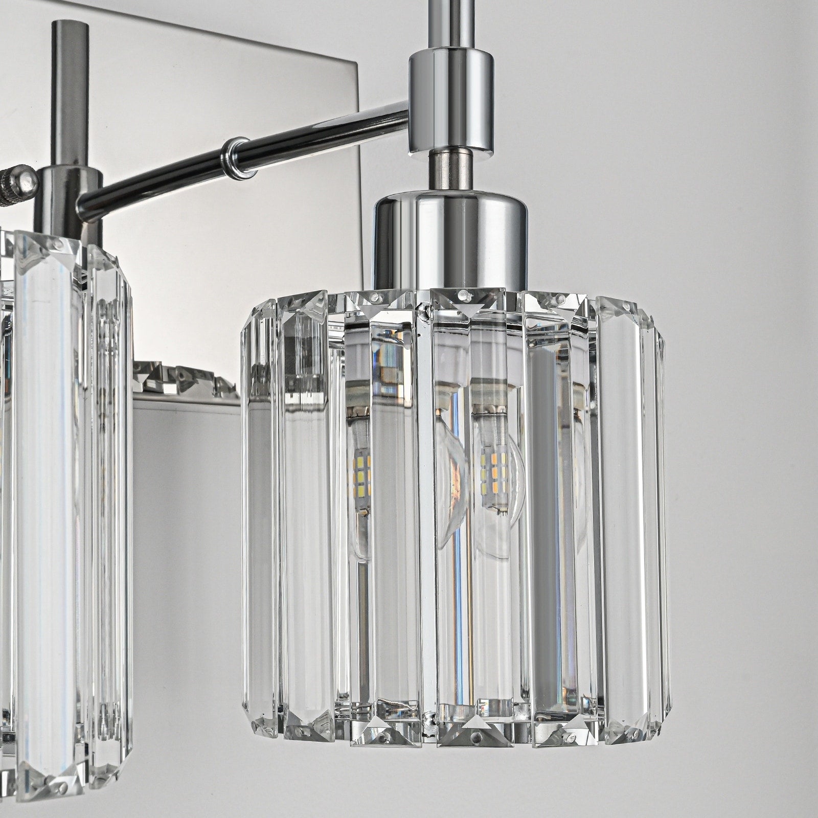 Modern Dimmable Crystal Bathroom Vanity Light Wall Sconces with Crystal Shades