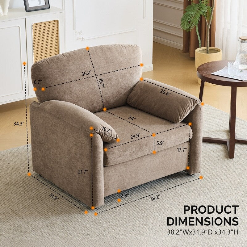 Modern Elephant Ears Armchair Accent Sofa Comfortable Seating for Living Room & Bedroom